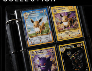 Pokémon cards displayed in a binder